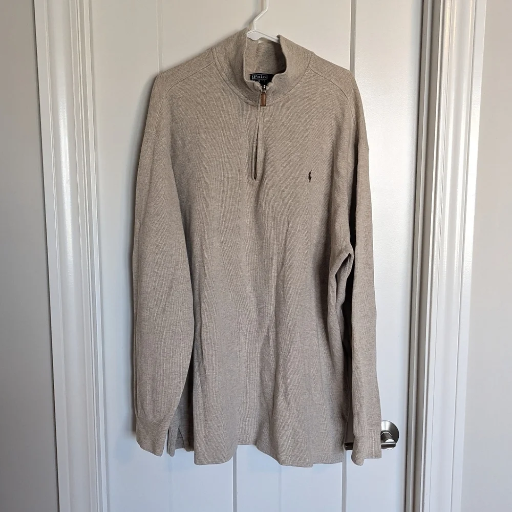Polo Ralph Lauren Oatmeal Estate Rib Quarter Zip sz XL Tall